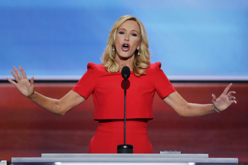 Pastor Paula White delivers the benediction at the close of the opening day of the Republican National Convention in Cleveland, Monday, July 18, 2016. (AP Photo/J. Scott Applewhite)