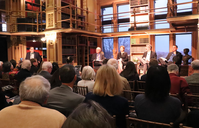 Panelists participate in a discussion titled “Christians in American Public Life” on Jan. 23, 2020, in Riggs Library at Georgetown University in Washington. RNS photo by Adelle M. Banks