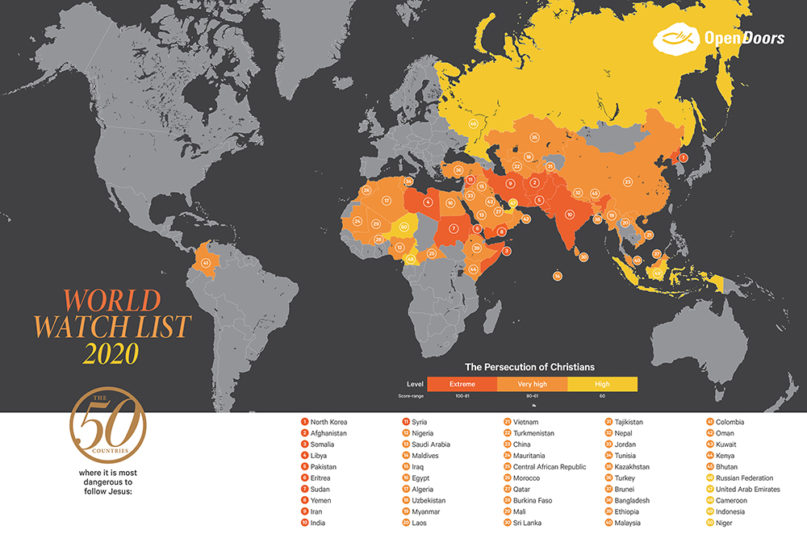 World Watch List 2020. Image courtesy of Open Doors