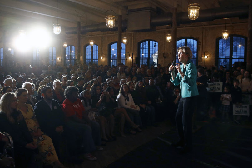 Democratic presidential candidate Sen. Elizabeth Warren, D-Massachusetts, speaks at a campaign event Feb. 24, 2020, in Charleston, South Carolina. (AP Photo/Patrick Semansky)