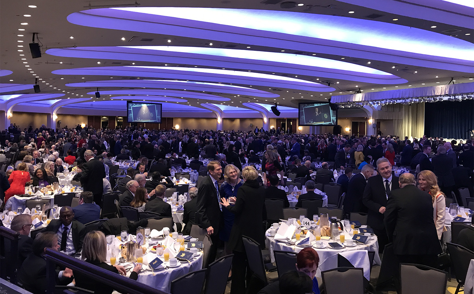 Attendees mingle at the 68th annual National Prayer Breakfast, at the Washington Hilton, Feb. 6, 2020, in Washington. RNS photo by Bob Smietana