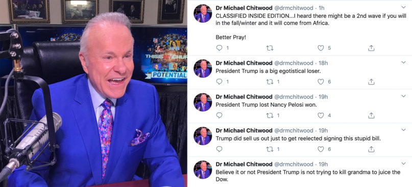 Dr. Michael Chitwood’s recent Tweets about the stimulus package. Screengrabs