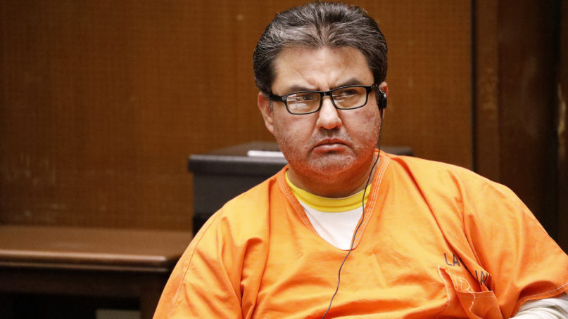 In this July 15, 2019, file photo, Naasón Joaquín García, the leader of a Mexico-based evangelical church with a worldwide membership, attends a bail review hearing in Los Angeles Superior Court. (Al Seib/Los Angeles Times via AP, Pool, File)