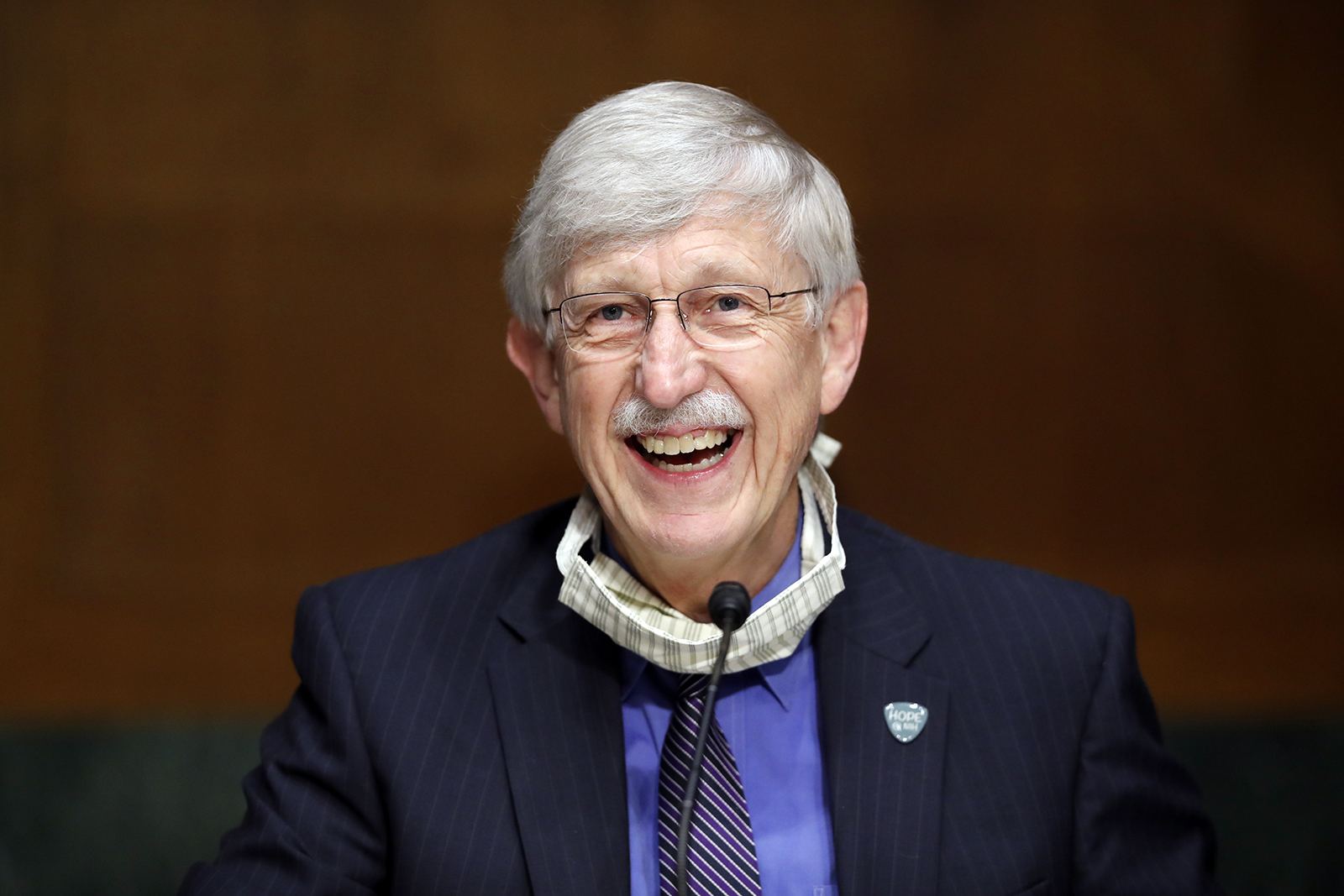 National Institutes of Health Director Dr. Francis Collins speaks during a Senate Health, Education, Labor and Pensions Committee hearing on new coronavirus tests on Capitol Hill in Washington on May 7, 2020. (AP Photo/Andrew Harnik, Pool)