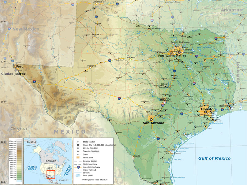 A map of Texas. Image courtesy of Creative Commons