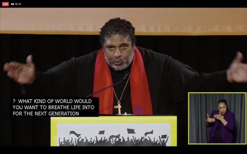 The Rev. William Barber speaks at the “National Poor People’s Assembly and Moral March on Washington Digital Gathering