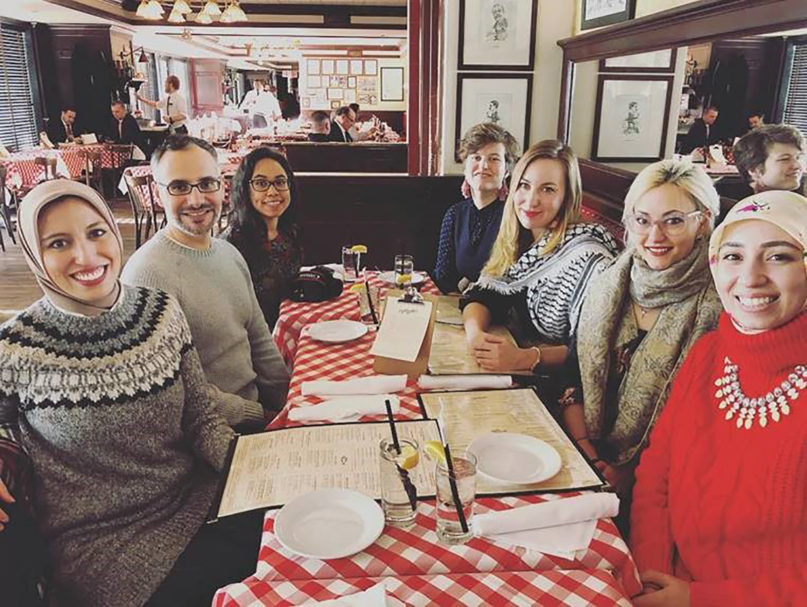 The Haute Hijab staff dines together. Photo courtesy of Erin Smith