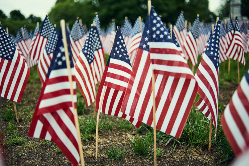American flags on display in Boston. Photo by Valentino Funghi/Unsplash/Creative Commons