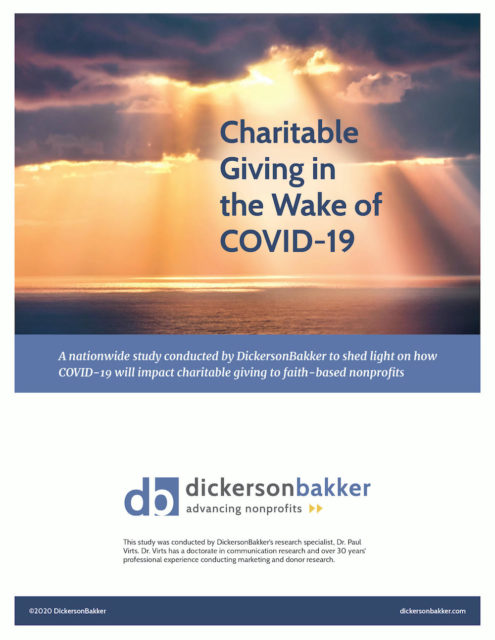 ‘ON CUSP OF RECOVERY’: America’s faith-based nonprofits have received a boost from a major new national study that reveals “an overwhelming majority” of donors don’t expect COVID-19 to cut back their charitable giving this year. The survey conducted by consultancy firm DickersonBakker (www.DickersonBakker.com) in cooperation with major faith-based organizations — titled Charitable Giving in the Wake of COVID-19 — follows a nationwide poll of more than 1,000 mid-level and major donors, mostly regular church attenders.