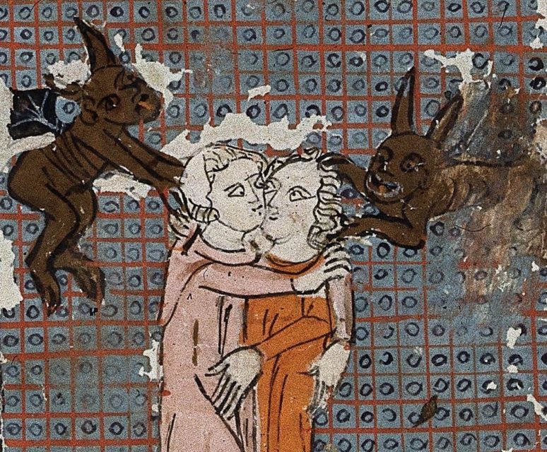 Matfre Ermengaud's 'Temptation by Lechery' from a 14th-century manuscript. Credit: The British Library