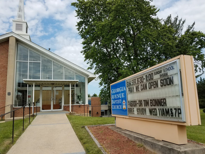 The sign outside Georgia Avenue Baptist Church in Silver Spring, Maryland, offers a note of hope about soon reopening amid COVID-19 on June 14, 2020. RNS photo by Adelle M. Banks

