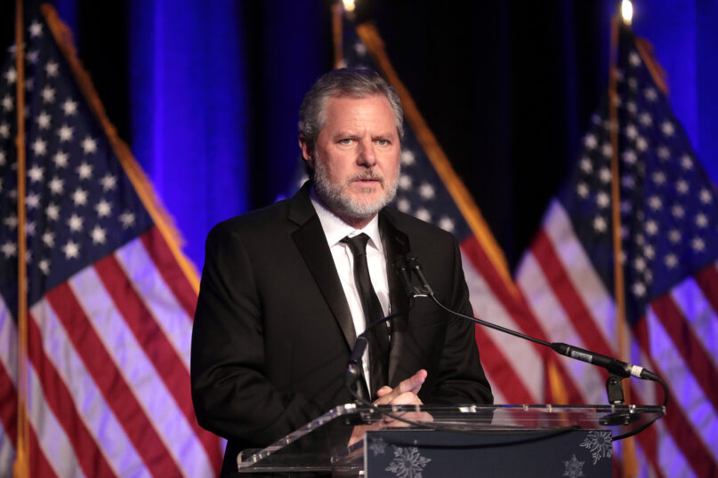 Jerry Falwell Jr. speaks at the second annual Turning Point USA Winter Gala at the Mar-A-Lago Club in Palm Beach, Florida, on Dec. 18, 2019. Photo by Gage Skidmore/Creative Commons