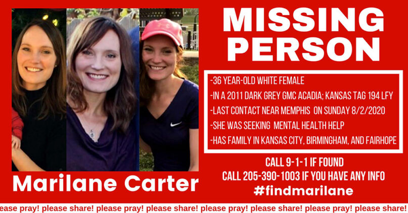 A missing-person flyer for Marilane Carter that was posted online. Image via Facebook/Find Marilane