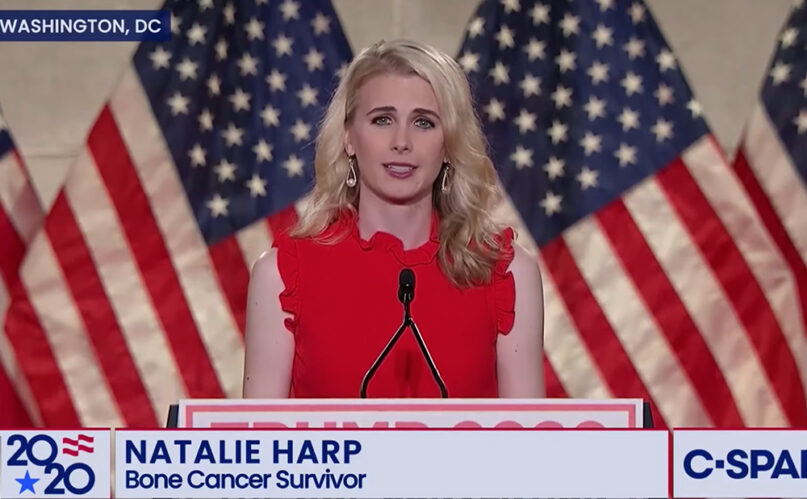 Natalie Harp addresses the 2020 Republican National Convention, Monday, Aug. 24, 2020. Video screengrab via C-SPAN