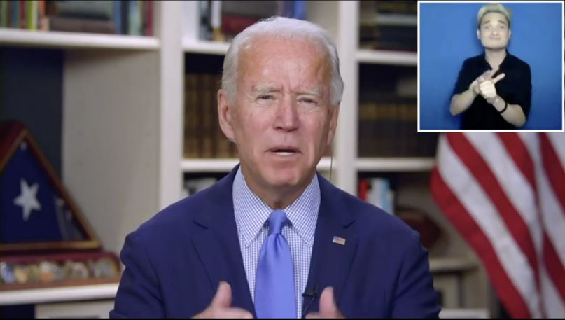 Former Vice President Joe Biden speaks at a virtual event for the Poor People’s Campaign on Sept. 15, 2020. Video screengrab