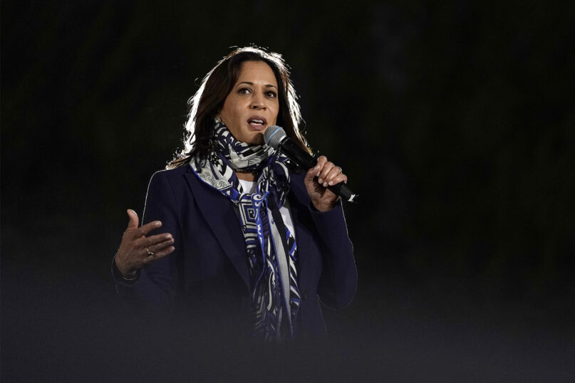 Democratic vice presidential candidate Sen. Kamala Harris, D-California, speaks at a campaign event Oct. 27, 2020, in Las Vegas. (AP Photo/John Locher)