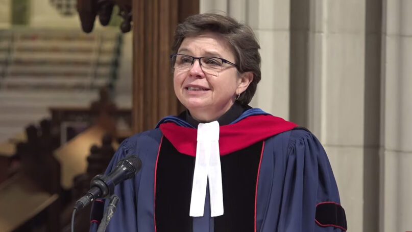 Rear Adm. Margaret Grun Kibben preaches at Washington National Cathedral on Nov. 10, 2019. Video screengrab via Cathedral.org