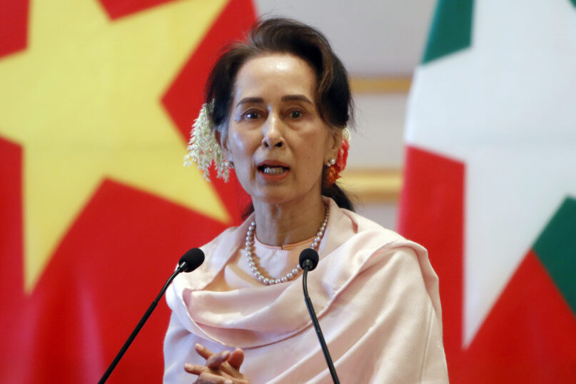 In this Dec. 17, 2019, file photo, Myanmar's leader Aung San Suu Kyi speaks during a joint news conference with Vietnam Prime Minister Nguyen Xuan Phuc after their meeting at the Presidential Palace in Naypyitaw, Myanmar. Reports on Feb. 1, 2021, said a military coup has taken place in Myanmar and Suu Kyi has been detained under house arrest. (AP Photo/Aung Shine Oo, File)