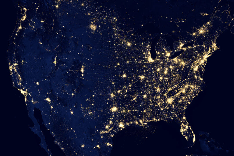 Lights across the United States at night in 2012. Photo by NASA Earth Observatory/NOAA NGDC/Creative Commons
