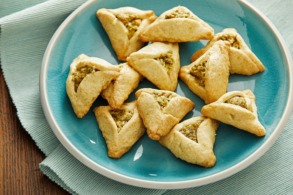 Persian food for Purim – Pistachio Rosewater Hamantaschen. (Tom McCorkle for The Washington Post via Getty Images; food styling by Lisa Cherkasky for The Washington Post via Getty Images)