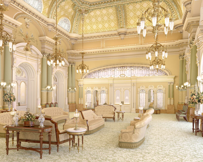 A rendering of the celestial room in the renovated Salt Lake Temple. ©2021 by Intellectual Reserve, Inc. All rights reserved.