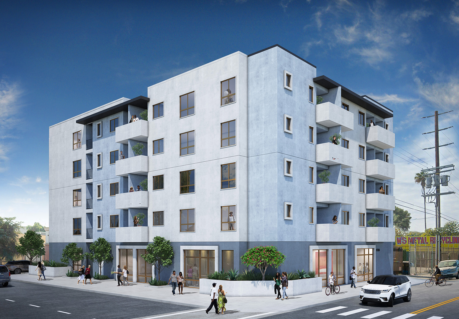 A rendering of the proposed housing to be built on the current site of Harvest Tabernacle Bible Church in Southeast Los Angeles. Image courtesy of SDS Capital Group