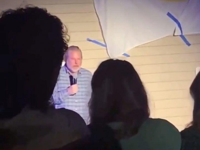 Jerry Falwell Jr. speaks recently at a gathering with Liberty University students. Video screengrab