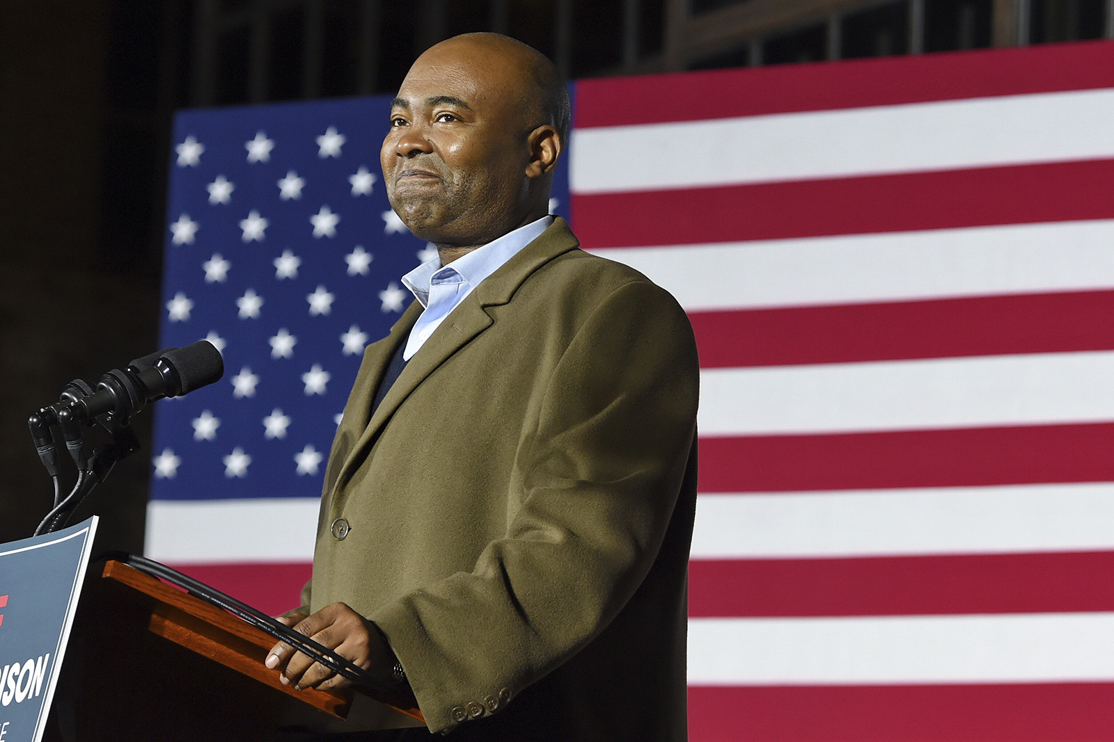 In this Nov. 3, 2020, file photo, Democratic Senate candidate Jaime Harrison speaks at a watch party in Columbia, South Carolina, after losing the Senate race. (AP Photo/Richard Shiro, File)
