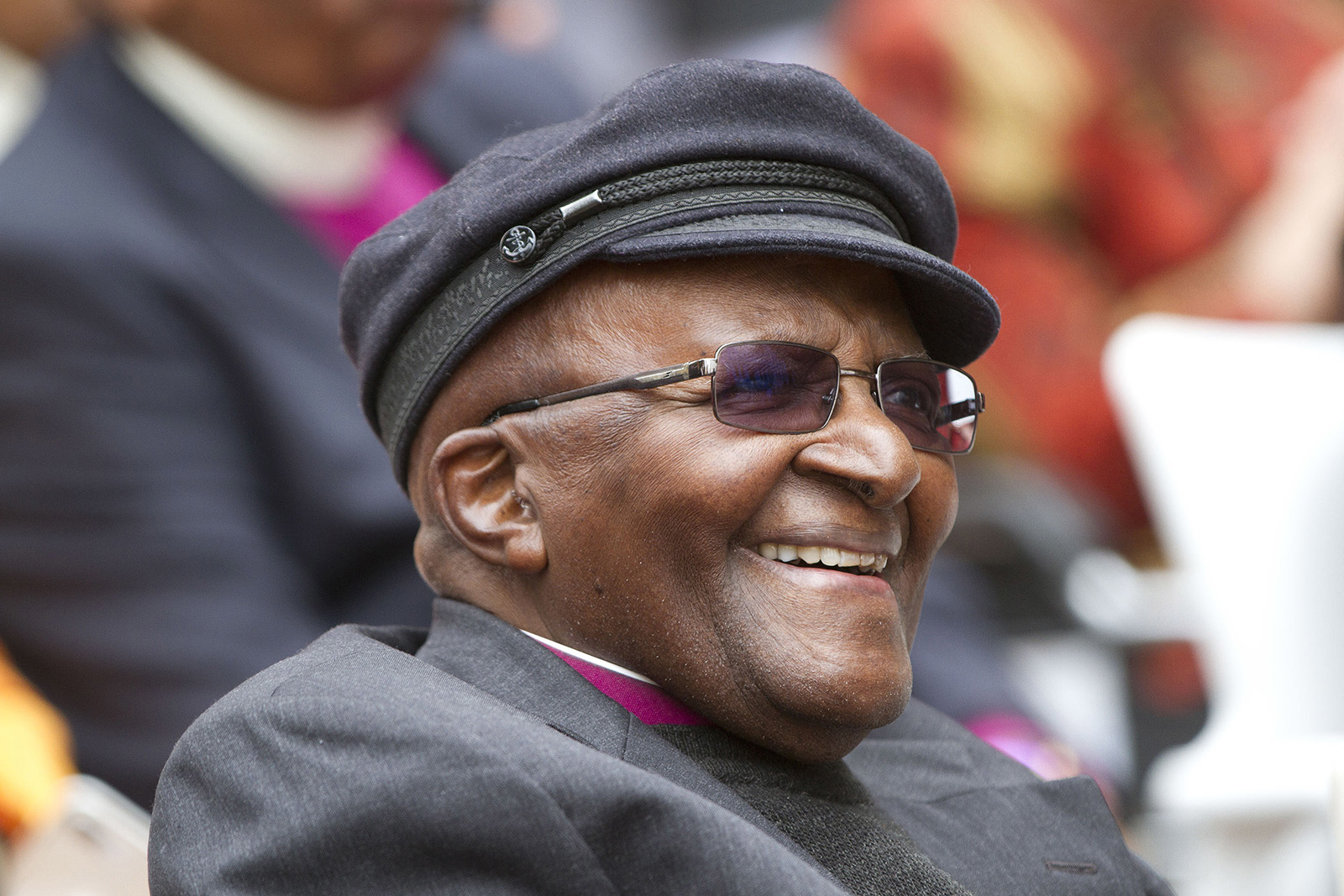 Anglican Archbishop Emeritus Desmond Tutu smiles as he celebrates his 86th birthday in Cape Town, South Africa, on Oct. 7, 2017. (AP Photo/Mark Wessels)