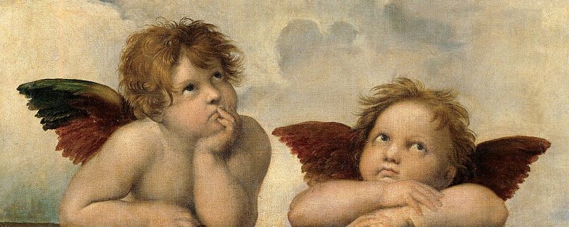 The terrifying cherubim in the Bible bear little resemblance to these adorable creatures, made famous by Raphael in the 16th century. Source: Wikimedia Commons, https://commons.wikimedia.org/wiki/File:Raffaels_Angels.jpg.