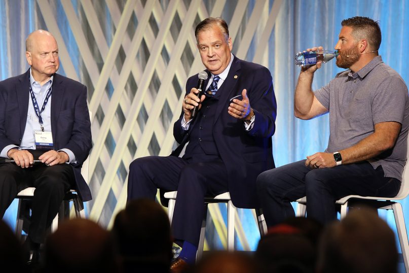The Rev. R. Albert Mohler participates in a panel during the Southern Baptist Convention annual meeting, Tuesday, June 15, 2021, in Nashville. RNS photo by Kit Doyle