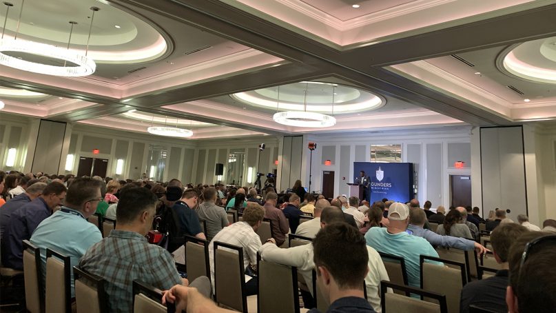 People attend a Founders Ministries seminar June 14, 2021, ahead of the Southern Baptist Convention annual meeting in Nashville, Tennessee. RNS photo by Bob Smietana