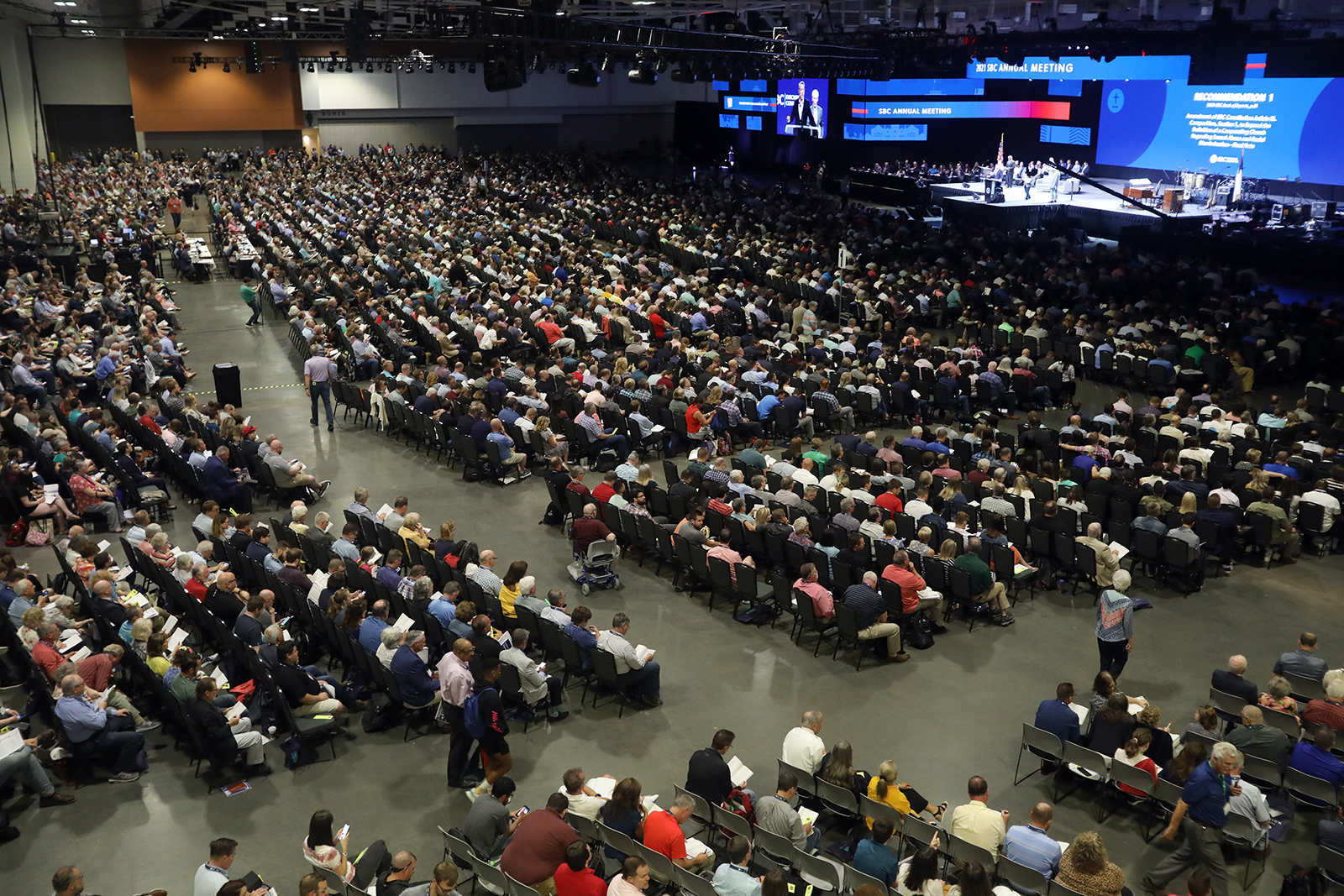 Southern Baptist Convention messengers attend the annual meeting, Tuesday, June 15, 2021, at the Music City Center in Nashville. RNS photo by Kit Doyle