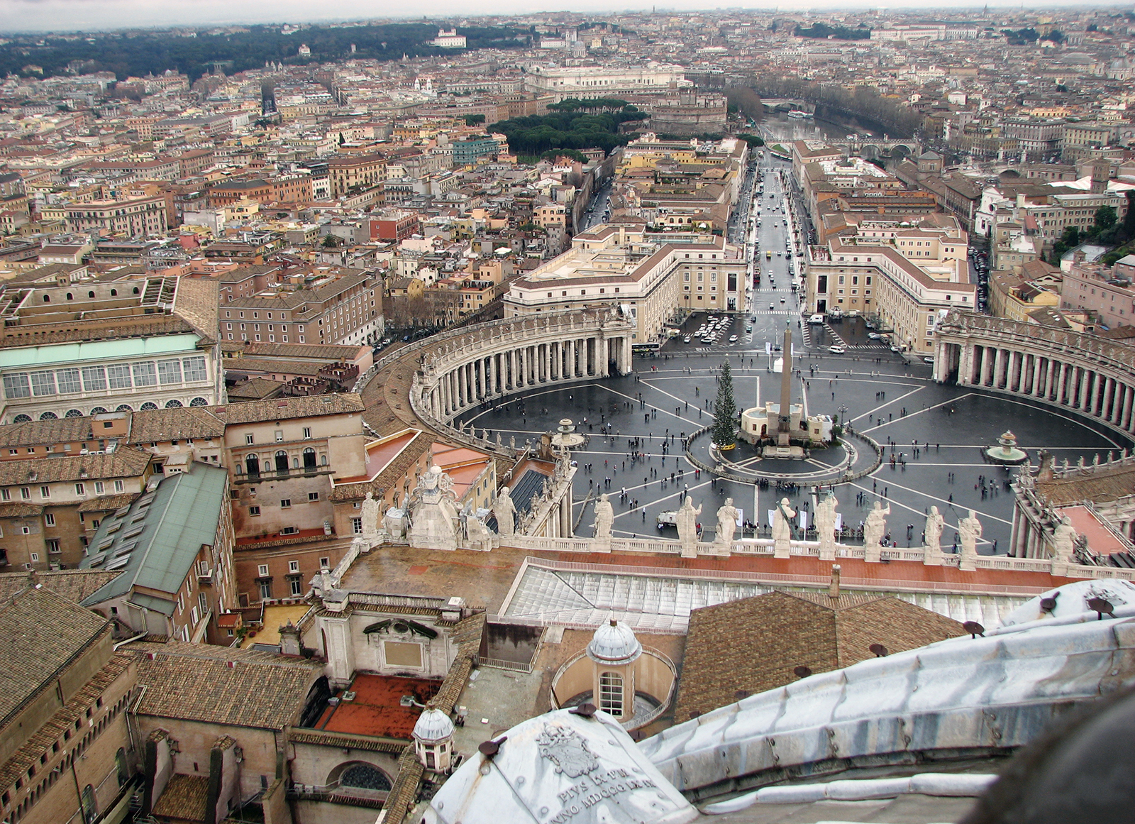 A view of St. Peter’s Square, Vatican City and Rome from the top of Michelangelo’s dome in St. Peter’s Basilica. Photo by Sandexx/Creative Commons/CC BY-SA 3.0