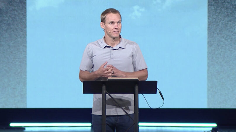 Pastor David Platt preaches at McLean Bible Church, July 18, 2021, in Vienna, Virginia. Video screengrab via MBC