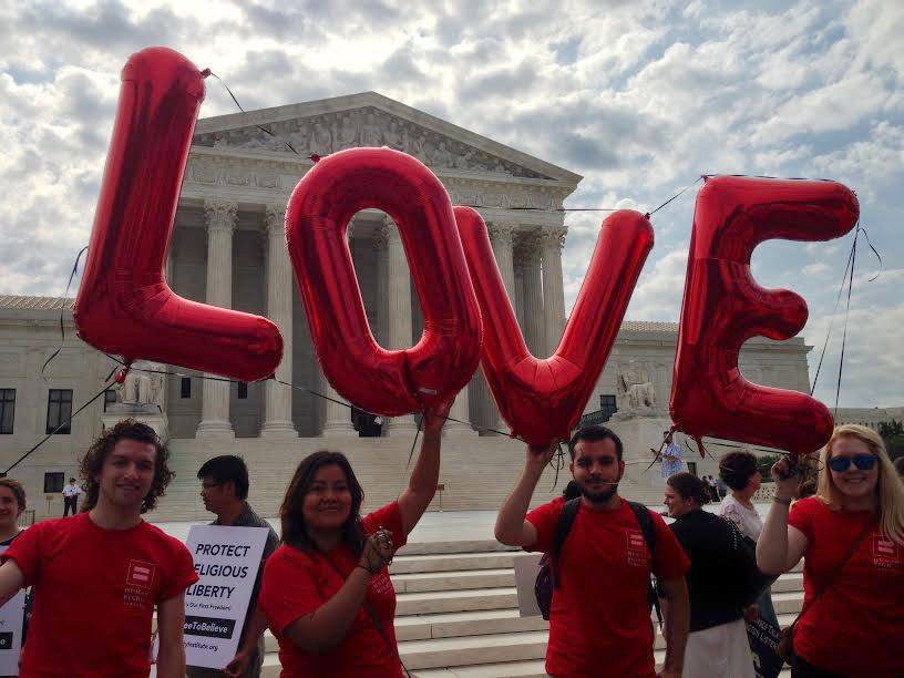 Advocates celebrate the U.S. Supreme Court’s marriage equality ruling in 2015. The ruling eventually legalized same-sex marriage in the United States. Photo courtesy of David Salisbury
