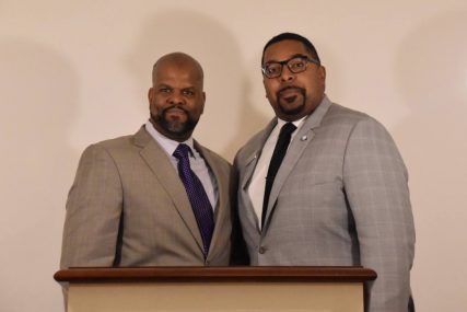 Rev. Emmett Price III, left, and Rev. Kenneth Young pose together for a photo at the kick off event for the Institute for the Study of the Black Christian Experience at Gordon-Conwell Theological Seminary. Photo courtesy of ISBCE Facebook