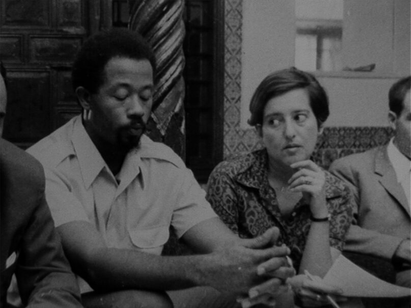 Eldridge Cleaver, left, and Elaine Mokhtefi in 1969 at the FLN headquarters. Photo via Verso Books