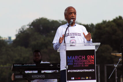 The Rev. Al Sharpton speaks at the March On for Voting Rights rally on August 28, 2021, in Washington, DC. RNS photo by Adelle M. Banks