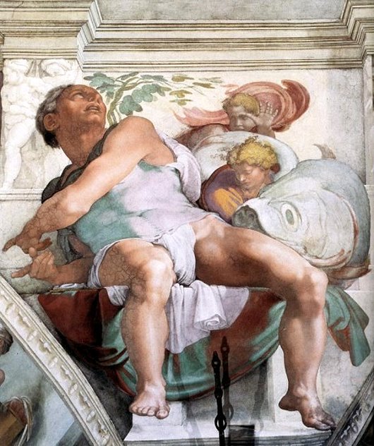 Michelangelo's fresco of the Prophet Jonah on the Sistine Chapel in the Vatican. (Image courtesy of Creative Commons)