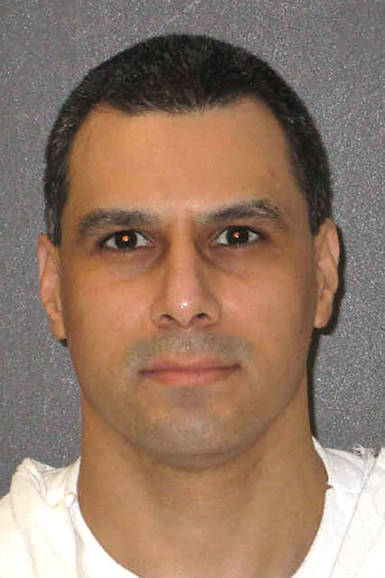This undated photo provided by the Texas Department of Criminal Justice shows Ruben Gutierrez. Another Texas inmate has had his scheduled execution delayed over claims the state is violating his religious freedom by not letting his spiritual adviser lay hands on him at the time of his lethal injection. Gutierrez had been set to be executed on Oct. 27 for fatally stabbing an 85-year-old Brownsville woman in 1998. But a judge on Wednesday granted a request by the Cameron County District Attorney's Office to vacate the execution date. (Texas Department of Criminal Justice via AP)