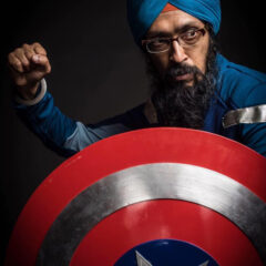 Vishavjit Singh in his Captain America outfit. Image via Kickstarter