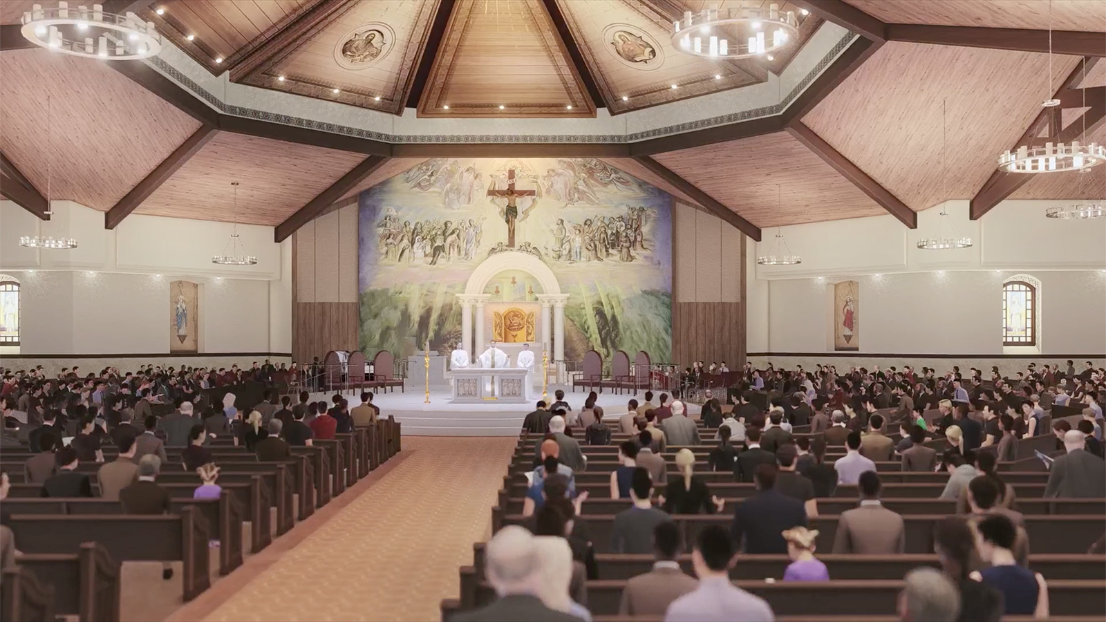 An artistic rendering of the completed St. Charles Borromeo Catholic Church in Visalia, California. Courtesy image