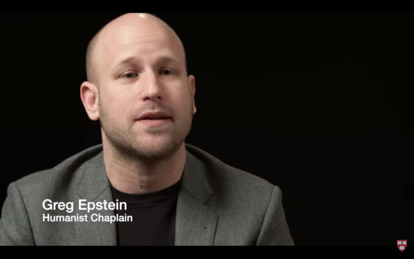 Greg Epstein. Screen grab from Harvard YouTube video