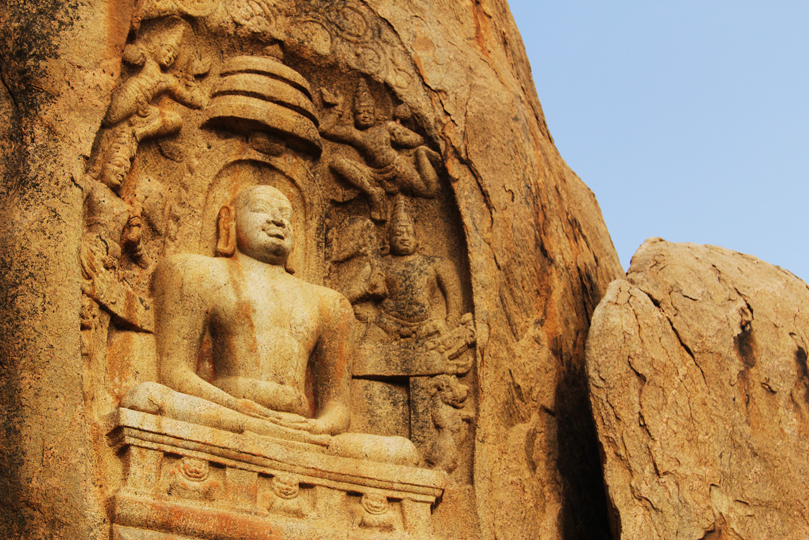 Carving of Vardhamana Mahavira, the 24th and last Tirthankara, in the Samanar Hills of India. Photo by Francis Harry Roy S/Wikipedia/Creative Commons