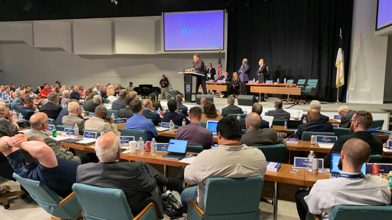 The Rev. Bruce Frank, lead pastor of Biltmore Baptist Church of Arden, North Carolina, speaks during a meeting of the Southern Baptist Convention Executive Committee on Sept. 21, 2021, in Nashville, Tennessee. RNS photo by Bob Smietana
