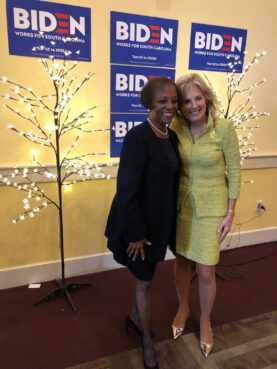 Robin Jackson, left, and Jill Biden during a 2019 campaign event at Brookland Baptist Church in Columbia, South Carolina. Photo via Twitter/@DrBiden