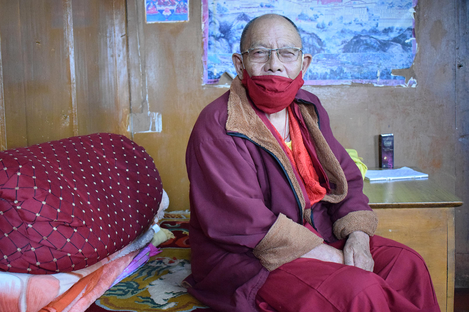 Spiritual advisor to the Save Mon Region Federation, 82-year-old Lama Tashi, at the Tawang Monastery in Arunachal Pradesh, India. RNS photo by Priyadarshini Sen