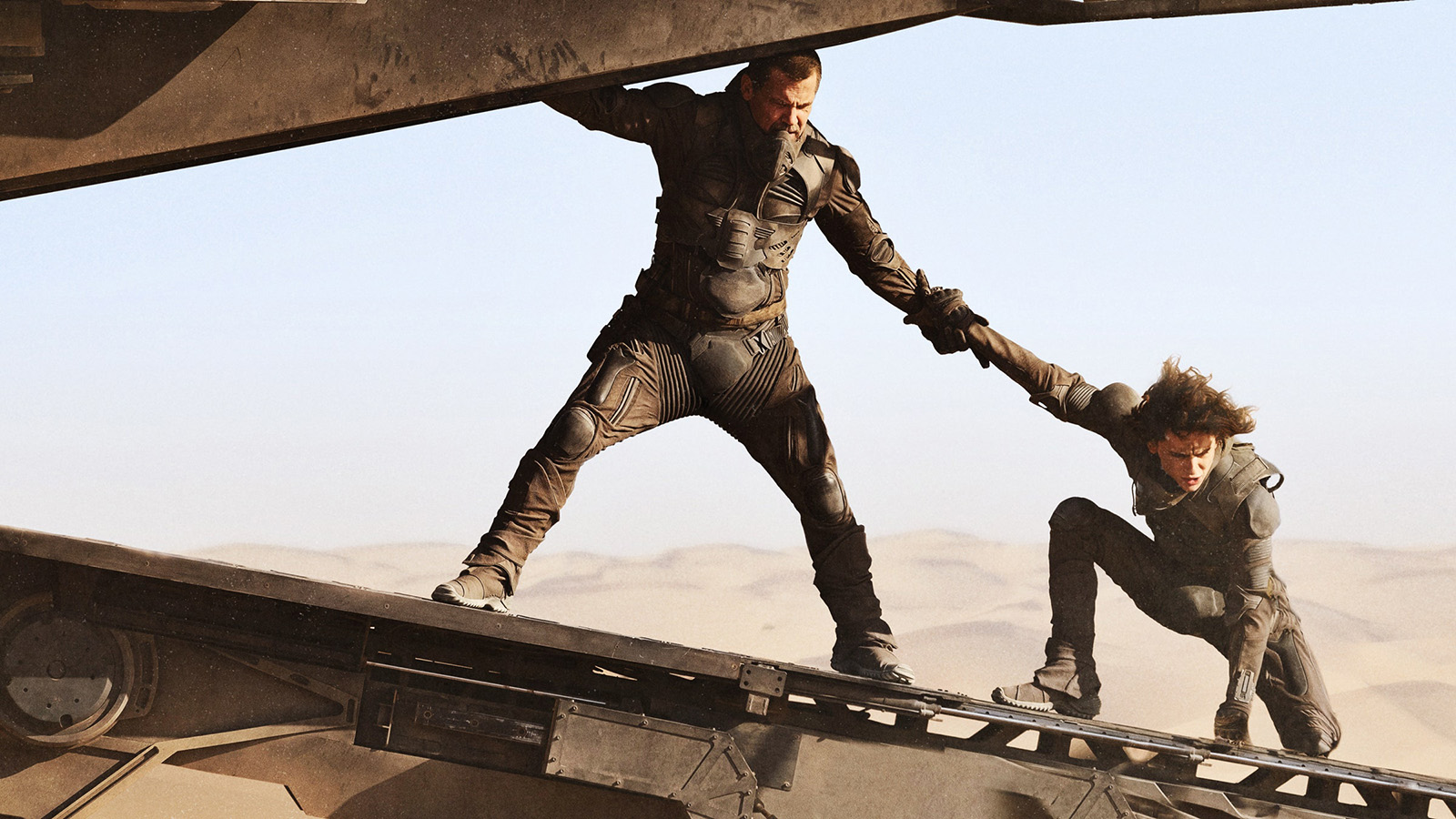 Actors Josh Brolin, left, and Timothée Chalamet in "Dune." Photo © 2020 Warner Bros. Entertainment Inc.