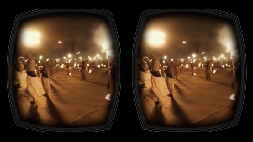 A VR headset example of attending a Hindu festival virtually with VR Devotee. Video screen grab